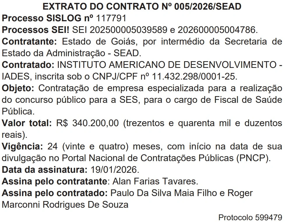 Concurso SES GO banca