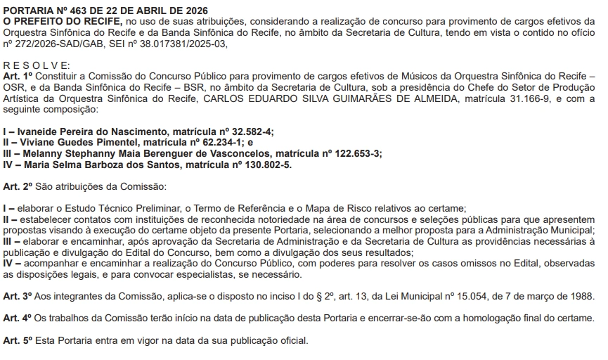Concurso Secretaria de Cultura de Recife