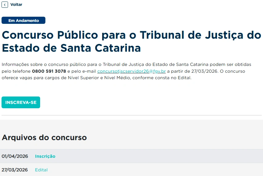 Concurso TJ SC 2026