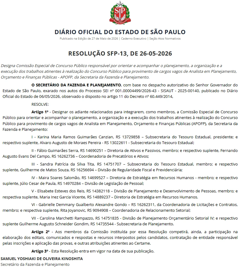 Concurso Sefaz SP: Banca em definição! 60 vagas para Analista! 1 concurso sefaz sp