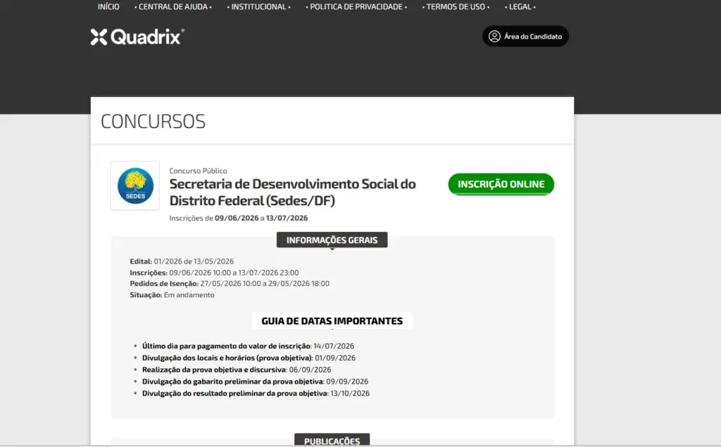 Concurso Sedes DF 2026 abre as inscrições! Veja como participar! 1 concurso sedes df 2026