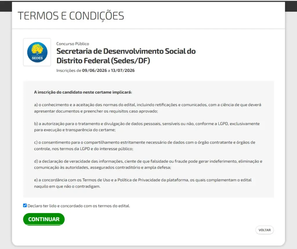 Concurso Sedes DF 2026 abre as inscrições! Veja como participar! 2 concurso sedes df 2026