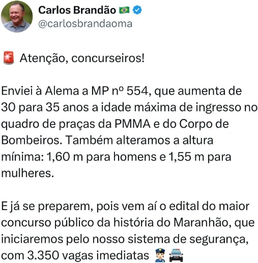 Concurso PM MA 2026: confira os novos requisitos de idade e altura! 1 Concurso PM MA 2026