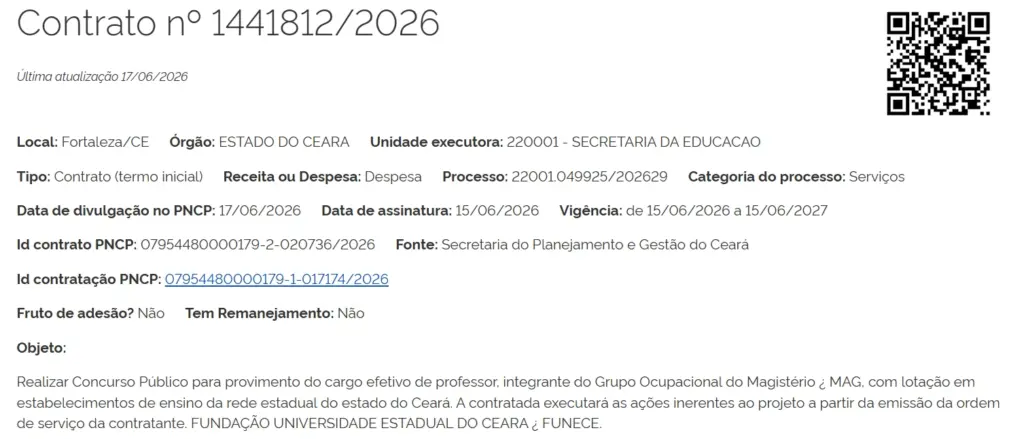 Concurso Seduc CE 2026 Banca contratada