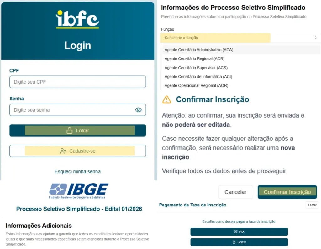 Passo a passo para fazer a inscrição no concurso IBGE Censo 2027! 1 concurso ibge censo 2027 inscrição ibfc