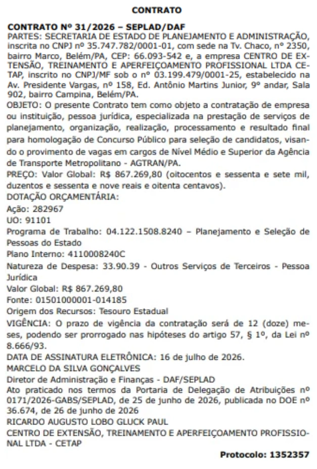 Concurso Agtran PA