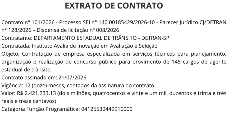 Concurso Detran SP 2026