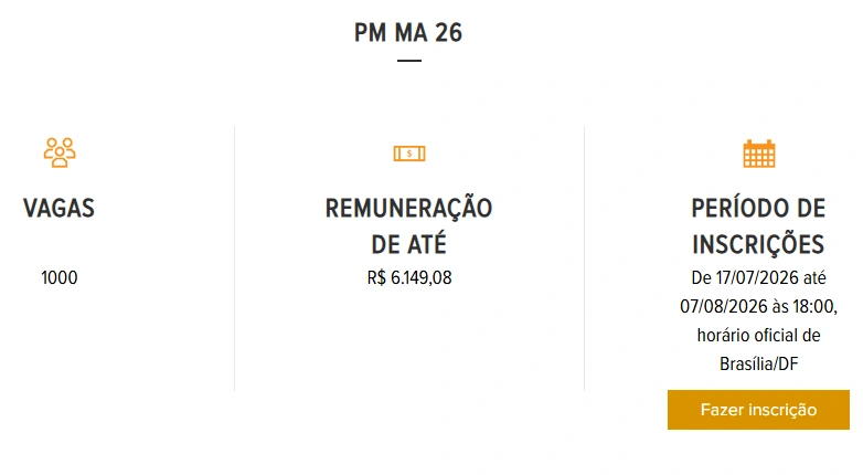 Concurso PM MA abre inscrições para 1.000 vagas! Veja como participar! 1 Concurso PM MA