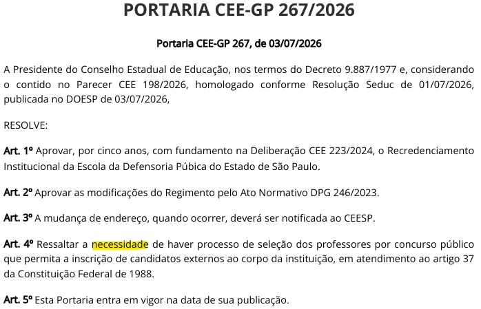 Concurso SEE SP: Conselho reforça novo edital para professores efetivos! 1 Concurso SEE SP