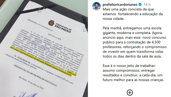 Concurso SME SP: Edital autorizado! 4.500 vagas em breve! 1 Concurso SME SP