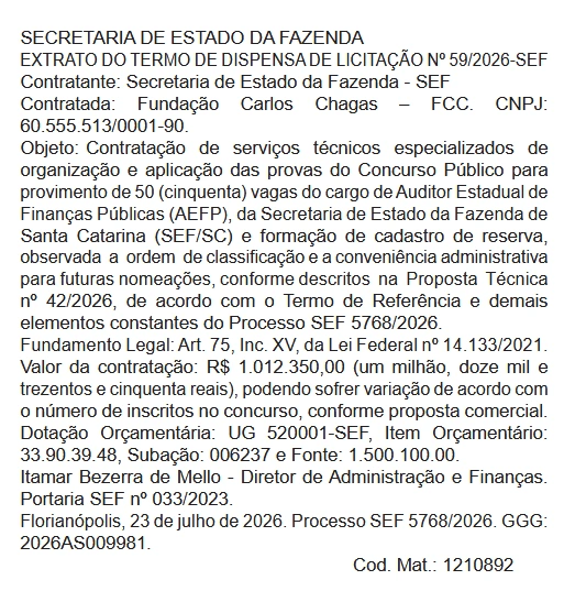 Concurso Sefaz SC