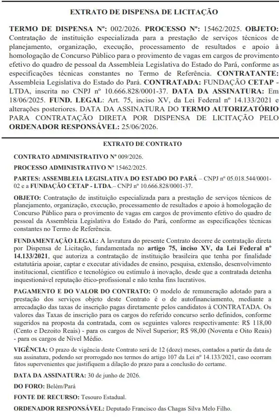 Concurso Alepa: Fundação CETAP é a banca do novo edital! 1 concurso alepa