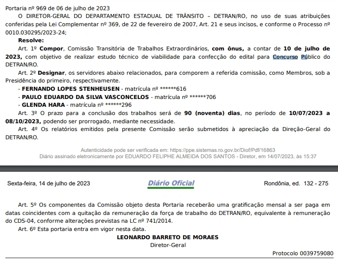 concurso detran ro