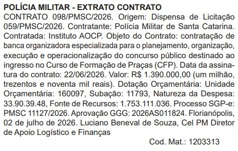 Concurso PM SC 2026: Banca contratada para 500 vagas de Soldado 1 concurso pm sc 2026