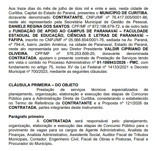Concurso ISS Curitiba PR: FAFIPA é a banca; edital previsto para setembro! 1 concurso iss curitiba pr