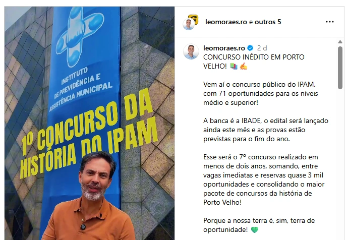 Concurso IPAM Porto Velho: prefeito confirma edital para setembro 1 prefeito anuncia novo concurso ipam porto velho