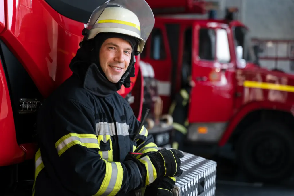 Concurso Bombeiros ES: 100 vagas! Banca divulgada em breve! 1 bombeiros ES na estação sorrindo