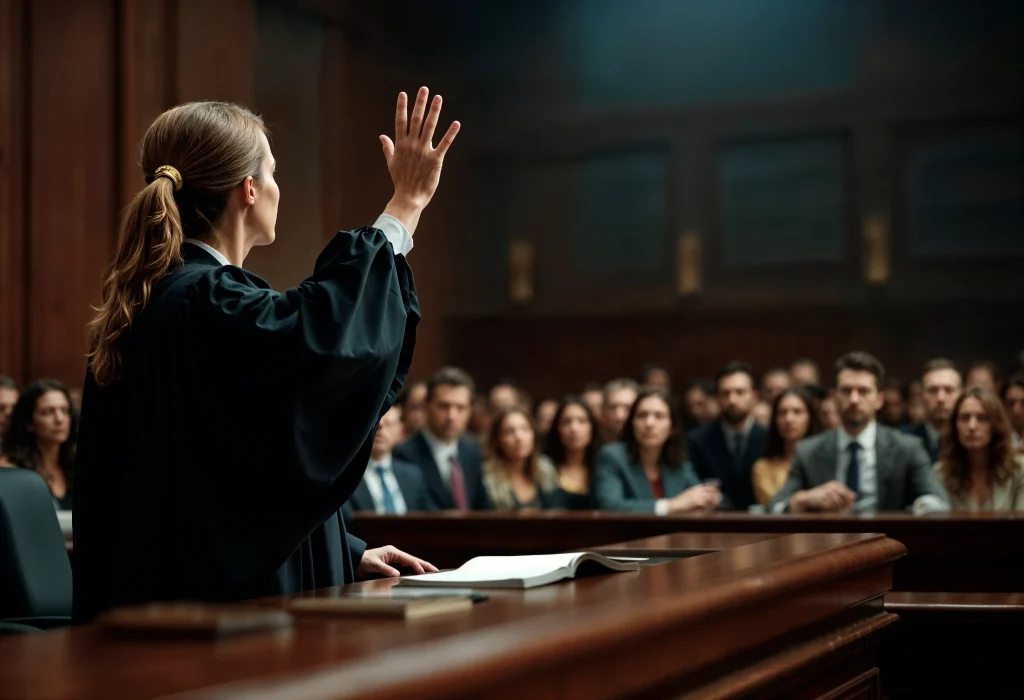 Concurso TRT MG: Tribunal abre processo para novo edital 1 mulher e pessoas dentro de um tribunal representam concurso trt mg: tribunal