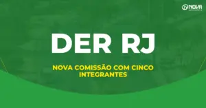 Imagem do concurso DER RJ anunciando nova comissão organizadora com cinco integrantes.