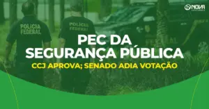 pec da segurança pública policiais federais caminhando ao lado de viatura da polícia federal