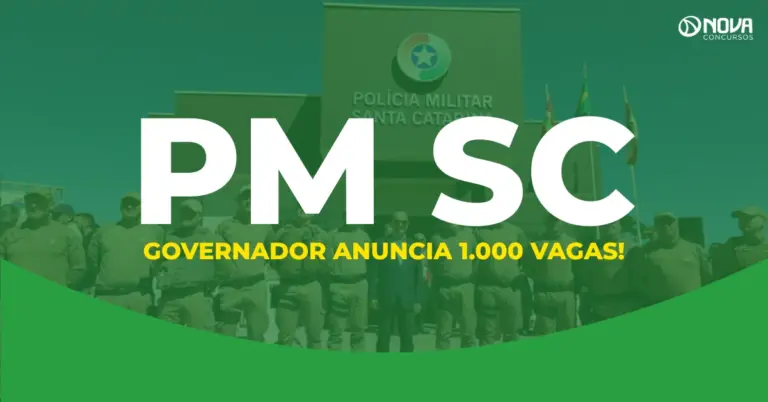 Concurso PM SC: governador anuncia 1.000 vagas para novos policiais