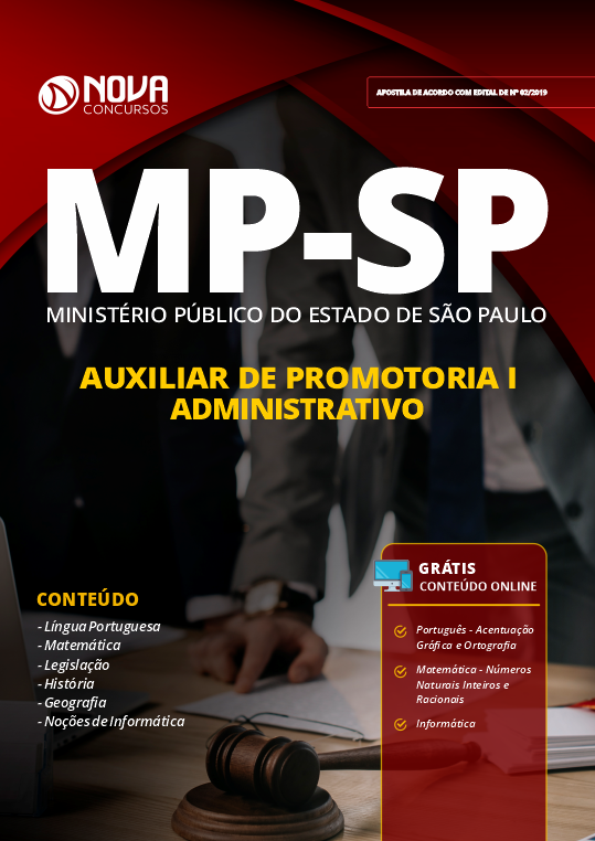 Download Apostila MP-SP 2019 - Auxiliar de Promotoria I - Administrativo