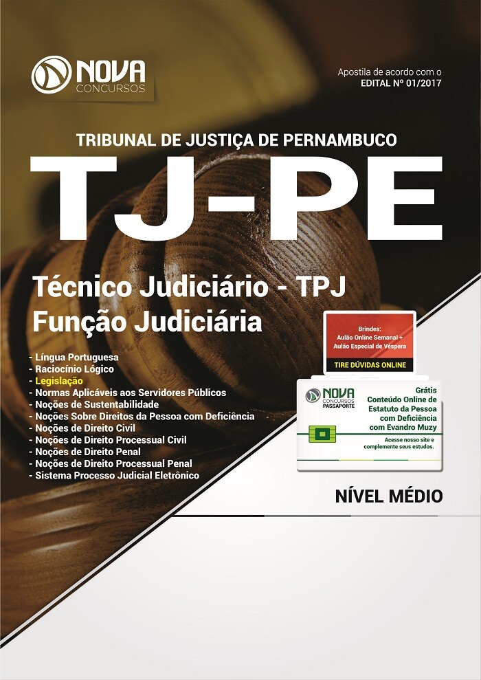 Apostila TJPE 2017 Técnico Judiciário TPJ